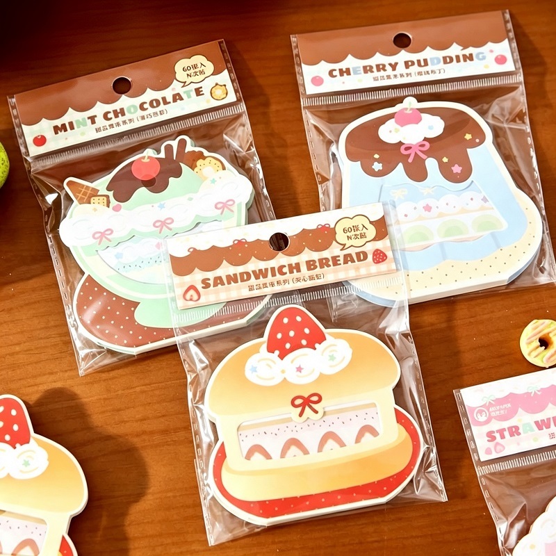 Dessert Shaped Sticky Notes With Foldable Stand Card For Stationery Retail