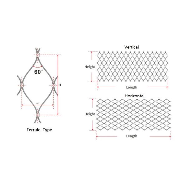 Emergency Stairway Falling Curing Stainless Steel Wire Cable Rope Mesh Net for Handrail