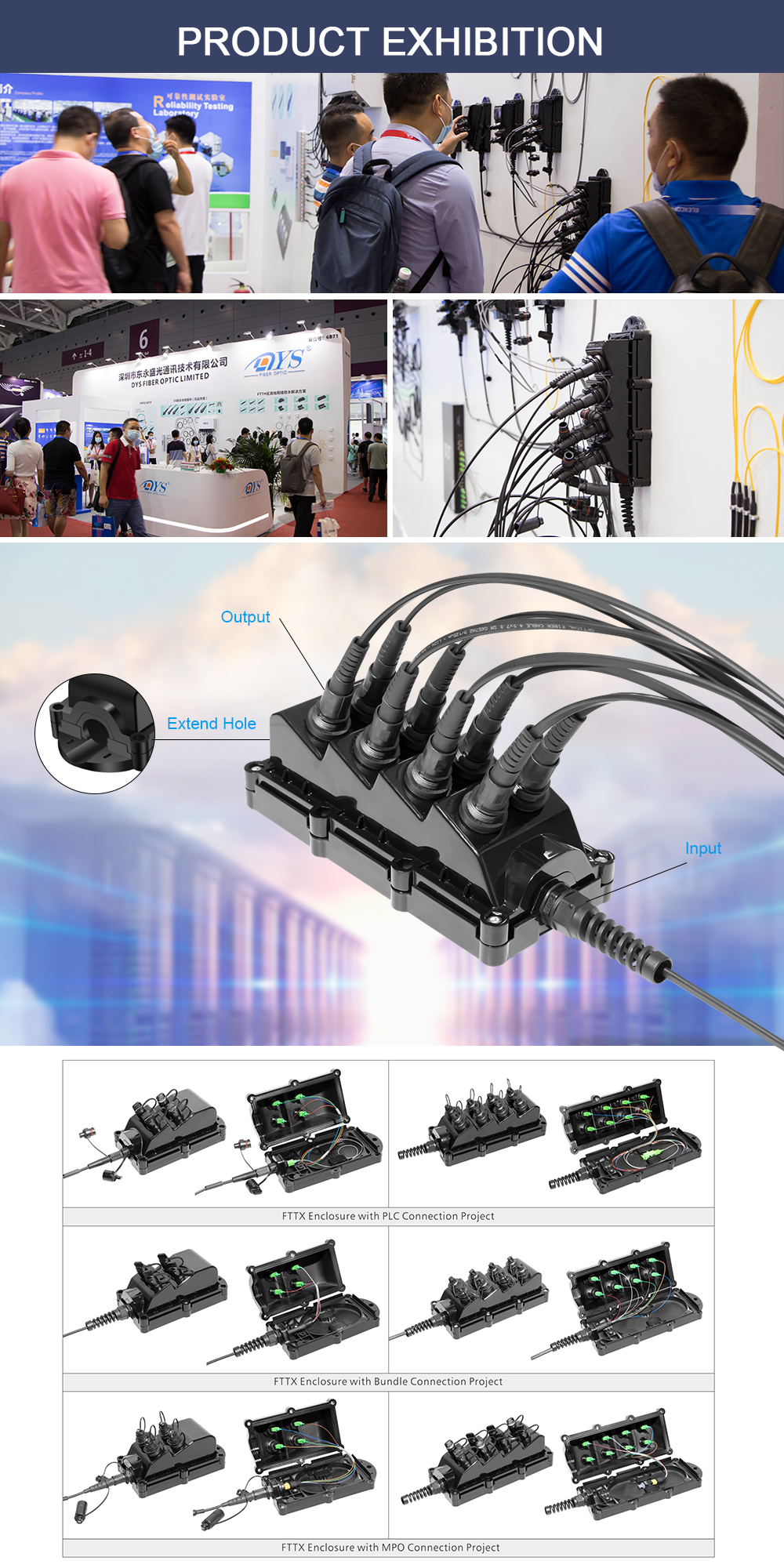 Коробка распределения IP68 оптического волокна 4 гаван FTTH на открытом воздухе