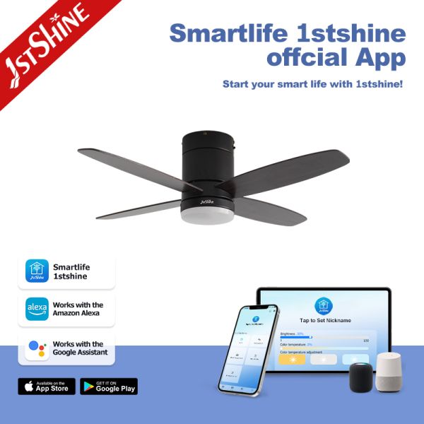 52 Inches Ceiling Fan Light with DC Motor and MDF Blades for Indoor Living Room