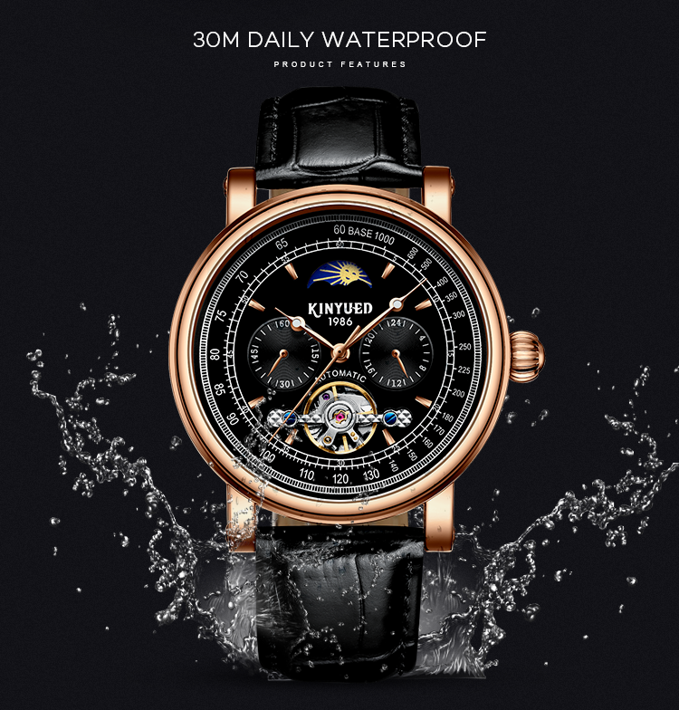 Brand KINYUED Business men watches automatic watch custom logo water resistant watch