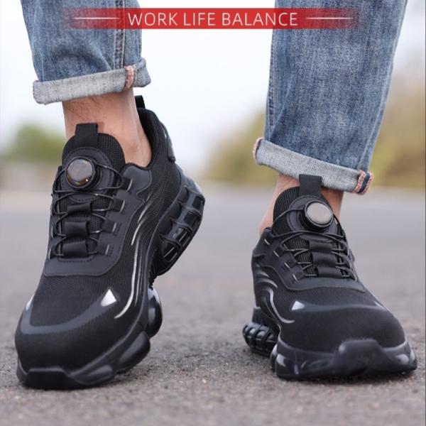 Zapatos de seguridad industriales de punto negro Zapatos de trabajo con botón BOA Zapatos de seguridad de TPU Zapatos de trabajo