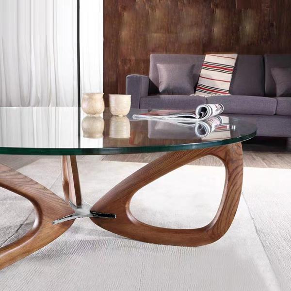 Butterfly Shaped Glass Stainless Steel Coffee Table  Elegant Modern