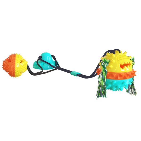 Powerful Double Sucker Dog Toy Molar Dog Supplies Bite Resistant Ball
