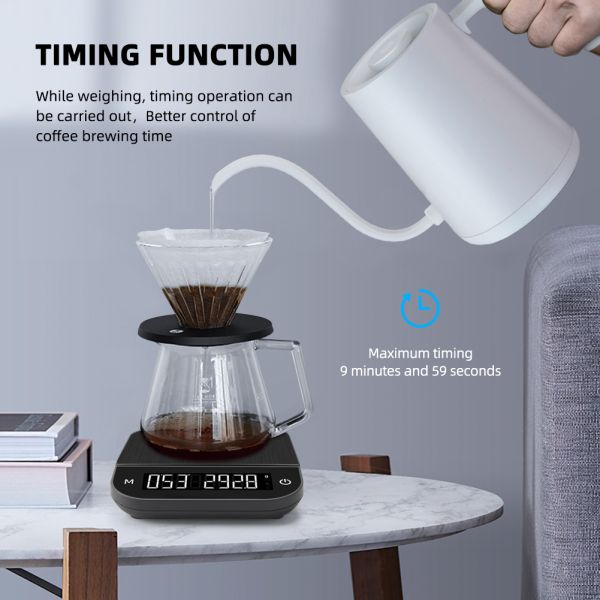 3kg/5kg Capacity 0.1g Precision Coffee Weighing Scale with LCD Display Digital Kitchen Scale