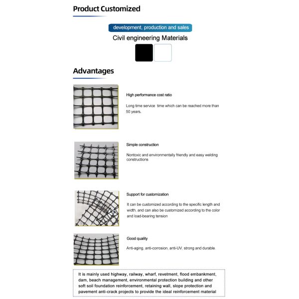 200-100 Kn/M Reinforced PET Polyester Geogrid For Foundation And Subgrade Stability