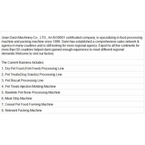Tipo equipamento do aço 304 de Stanless de fabricação dos alimentos para animais de estimação, linha de processamento da tira da carne