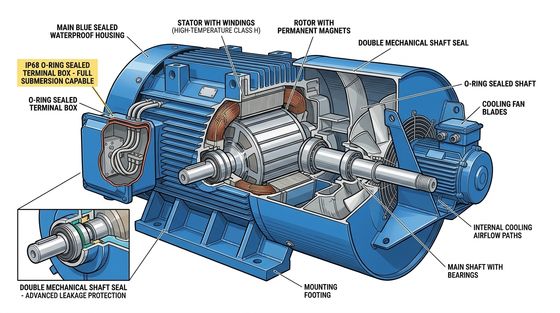 IP68 Waterproof 15KW Permanent Magnet Motor for Submersible Sewage Pump Stations