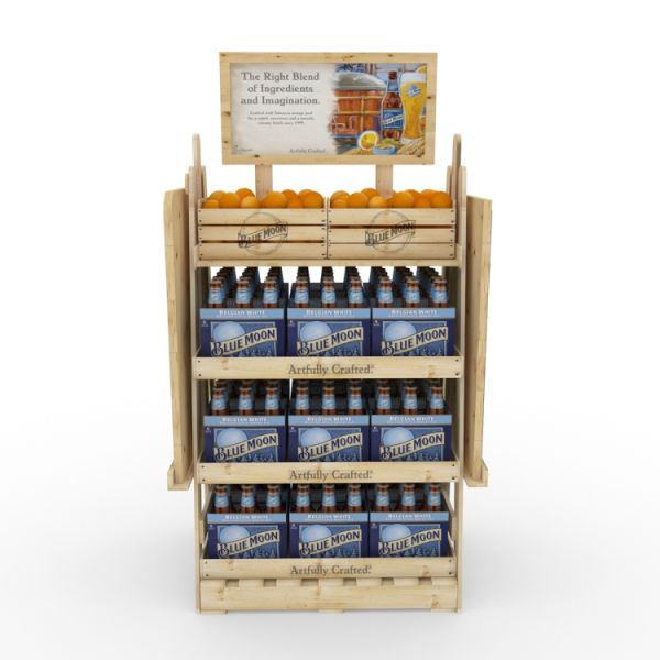 Customized Double Sided Display Rack Stable Diy Wood Wine Rack Supermarket Beer Bottle