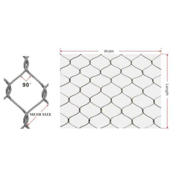 Ferrule Stainless Steel Cable Mesh Railing Interwoven 2.0m SS304 For Animal Enclosure