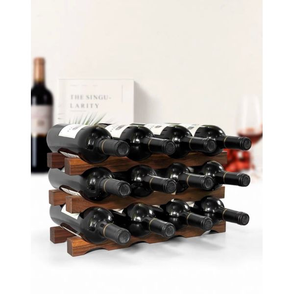 Tabletop Wine Bottle Rack Wooden Wine Display Shelf for Space-Saving Organization