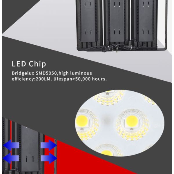 LED Sport Lighting 900 Watt 10DEG 4000K High Heat Dissipation LED Stadium Flood Light 1000W LED Flood Light 160lm/w