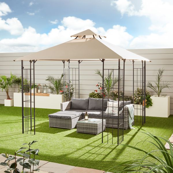 Polyester Fabric D300 x W300 x H280cm Grill Gazebo Replacement Canopy for Patio Shelter