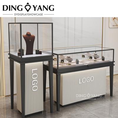 Custom Made Fashion Black White Jewelry Counters Beauty Design Style Durable Sophisticated Enclosed Storage Area