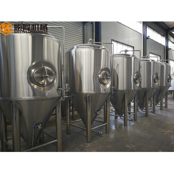600 L Bright Polished Beer Fermentation Tanks , Large Conical Fermenter