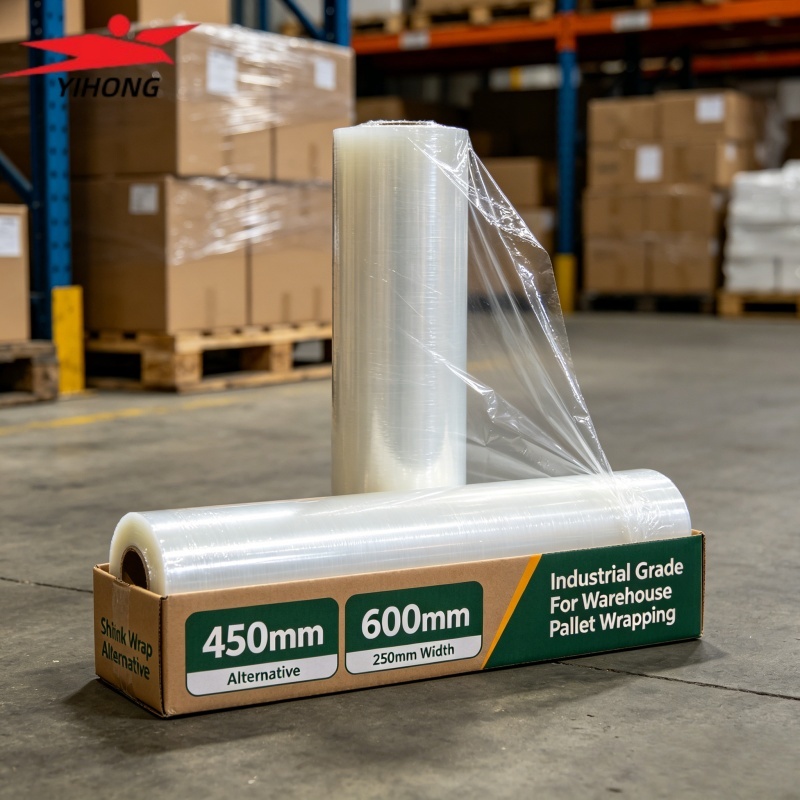 YIHONG Transparent Stretch Film 450mm 600mm 250mm Width Shrink Wrap Alternative Industrial Grade for Warehouse Pallet Wrapping