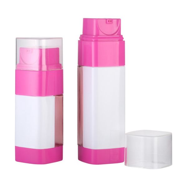 JL-LB309 PET 50ml 80ml Airless Lotion Bottle Dual Chamber With Single Head