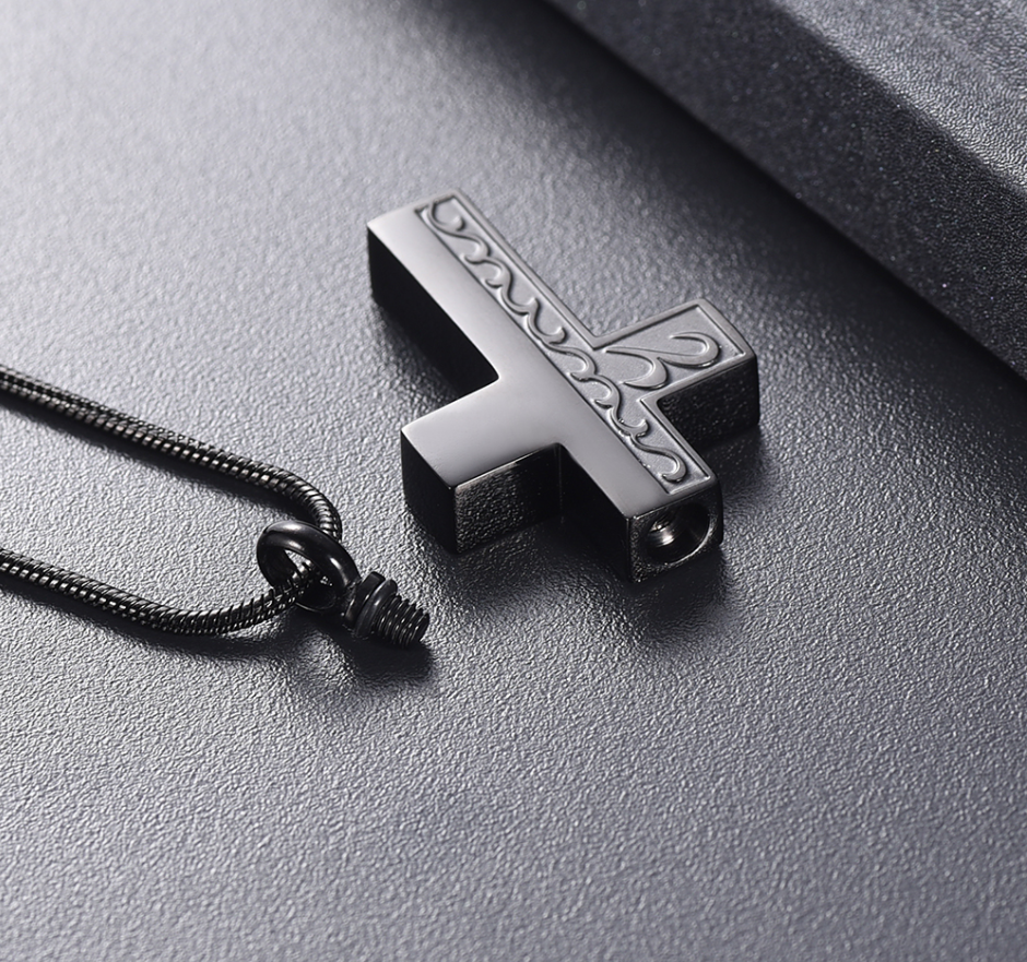 Infinity Religious Cross Cremation Jewelry for Ashes Pendant Holder Urns for Pet/Human Memorial Women Men Necklace Unisex