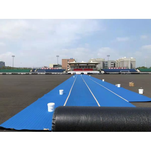 Голубая зеленая резиновая пусковая площадка удара для безвкусного Eco искусственной травы дружелюбное