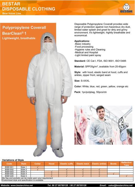 Food Industry Disposable Protective Coverall Nonwoven SPP Disposable Body Suit