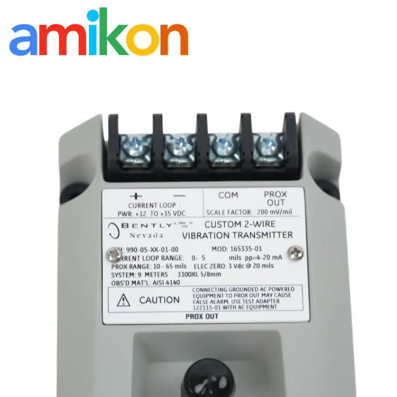 990-05-XX-01-00 MOD:165335-01 Bently Nevada Factory-Calibrated Proximity Transmitter for 4140 Steel Vibration Monitoring