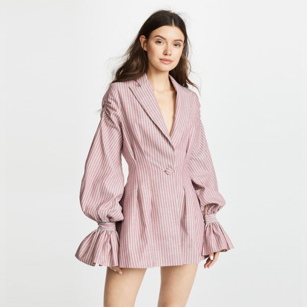 Стрипе рукави баллона в - платье блейзера шеи мини