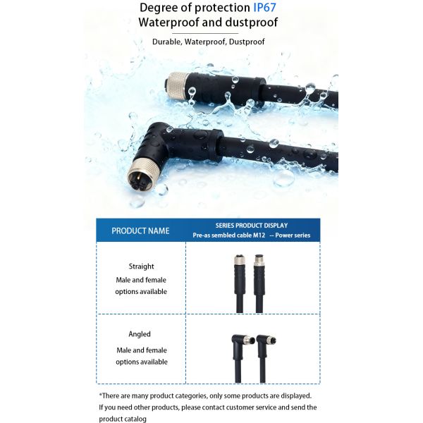 M12 male bent pre cast connector K-CODE IP67 Suitable for automated sensors