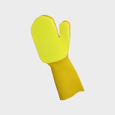 Comprimento natural original amarelo 35cm do látex da prova de óleo das luvas da esponja da lavagem da louça