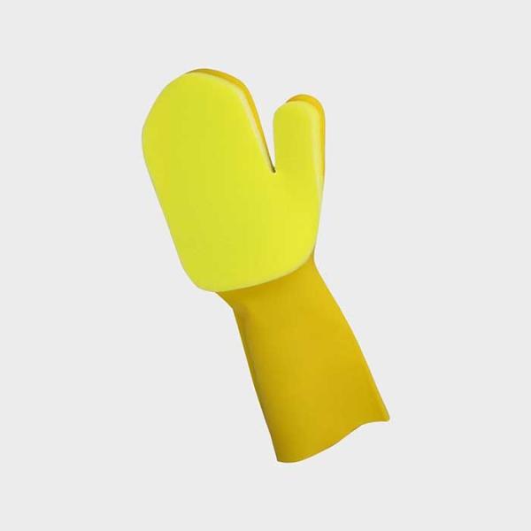 Comprimento natural original amarelo 35cm do látex da prova de óleo das luvas da esponja da lavagem da louça