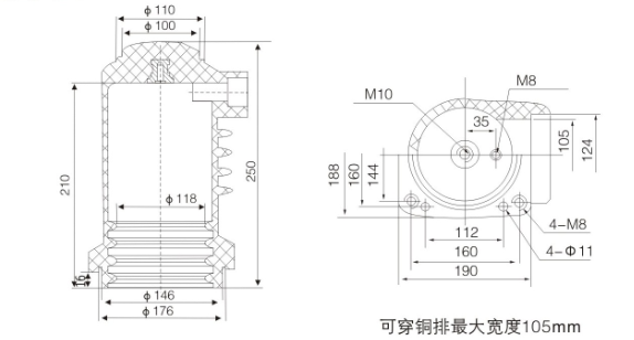 CH3-10Q/190 1600A epoxy resin contact box H.V. electrical switchgear componet