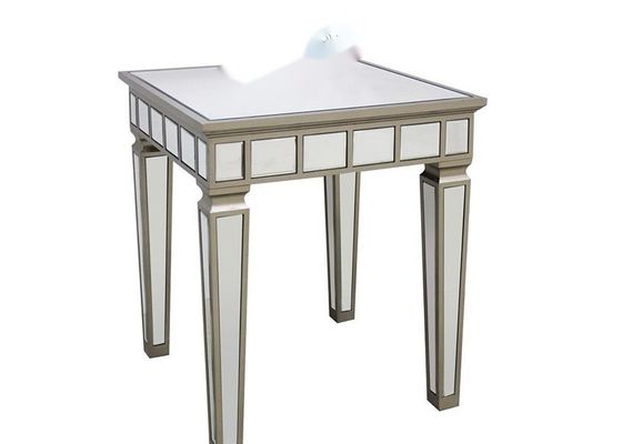 Mirrored Finish Coffee Table with Gold Detailing and MDF Material