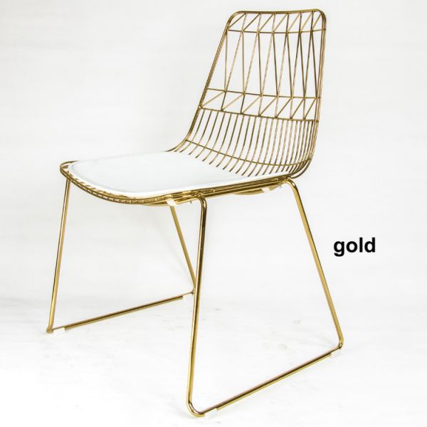 Outdoor Wedding Metal Wire Chairs Simple Style Metal Frame Wire Side Dining Chair