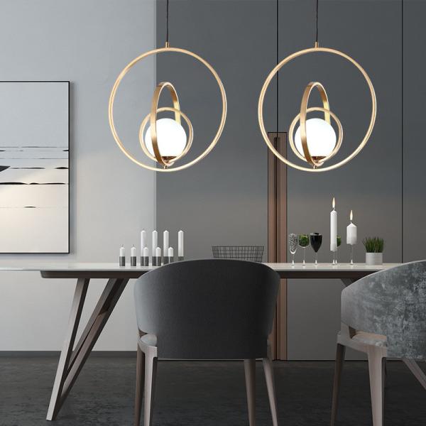 Galvanização de Ring Glass Ball Pendant Light da cor de cobre 3 do metal