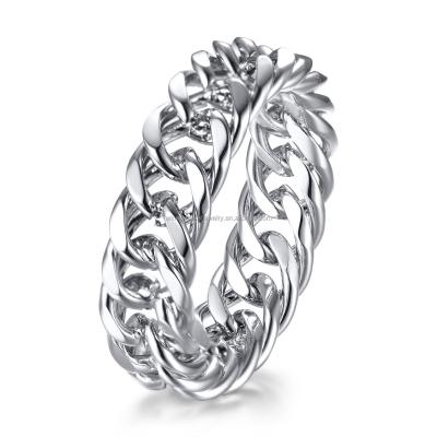 Men Women Silver Gold Stainless Steel Chain Ring 6mm With Invisible Setting Inlay