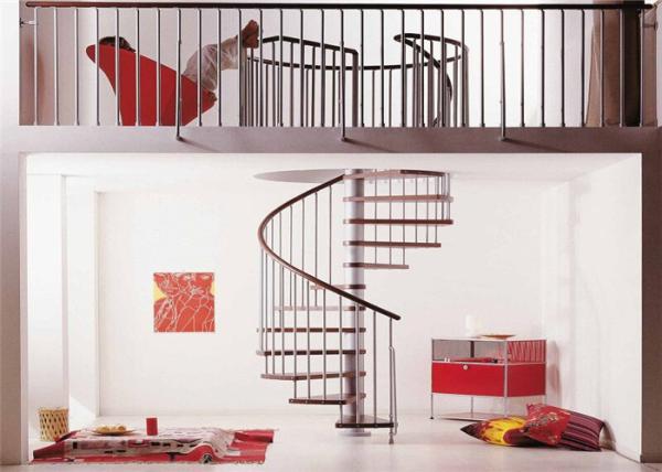Indoor Custom Spiral Staircase Solid Wooden Modern Style Screws Installation