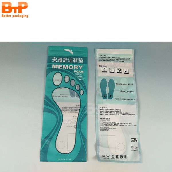 Customized Printed Shoe-pad Packing Heat Seal Shoe Padding Reusable Zipper Insole Packaging Plastic Bags