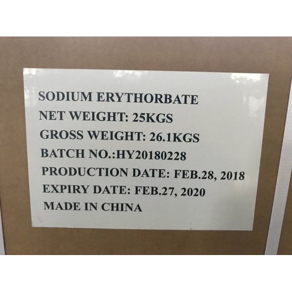 El eritorbato del sodio de CAS 6381-77-7 pulveriza el antioxidante del aditivo alimenticio 25Kg/Bag