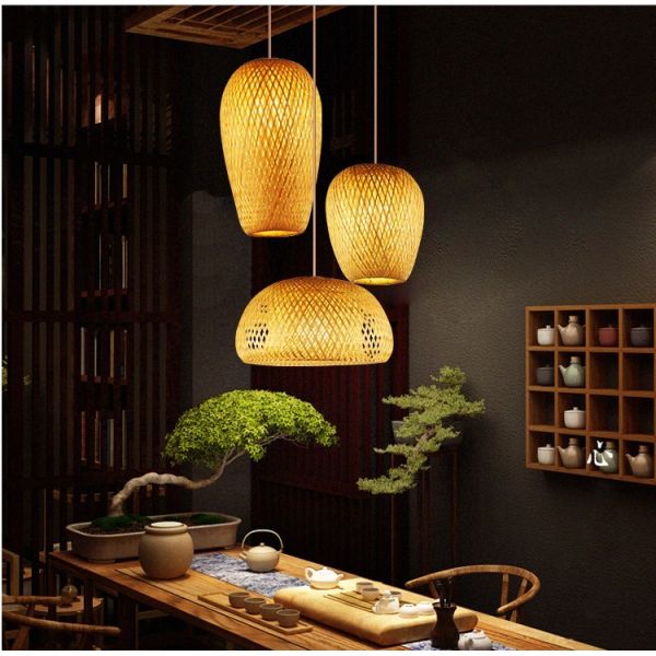 Chinese Hand Knitted Bamboo Art Pendant Lights Restaurant Caf Loft Hanging Pendant Lamp Fixture(WH-WP-37)