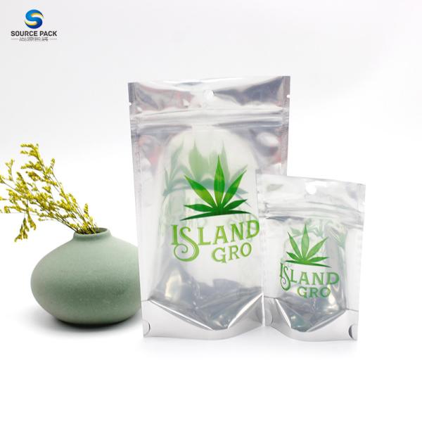 Custom Child Resistant Zipper Aluminum Foil Weed Packaging Bag For Marijuanna