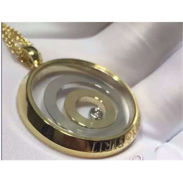 18K Gold Chopard Jewelry Happy Spirit Pendant Round Shape With Natural Diamonds