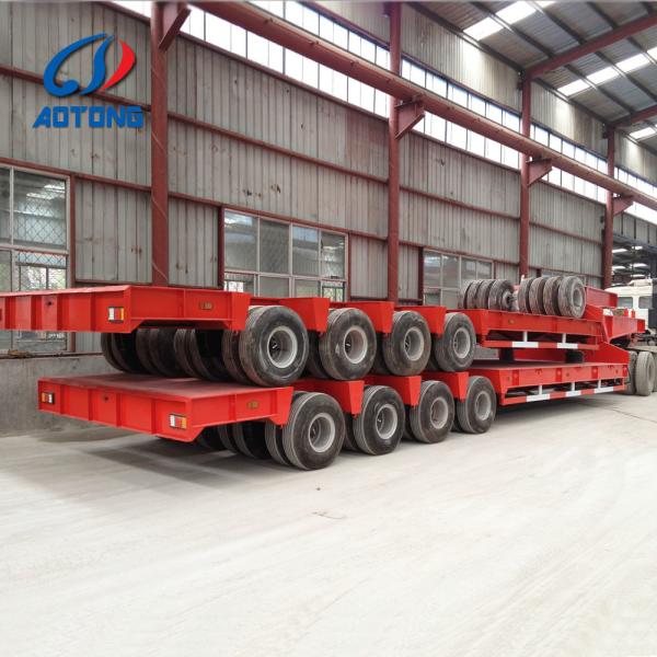 Semi-Trailer 150ton Heavy Duty 4 Line 8 Axle Low Bed Trailer with 32 Tyres and Gooseneck