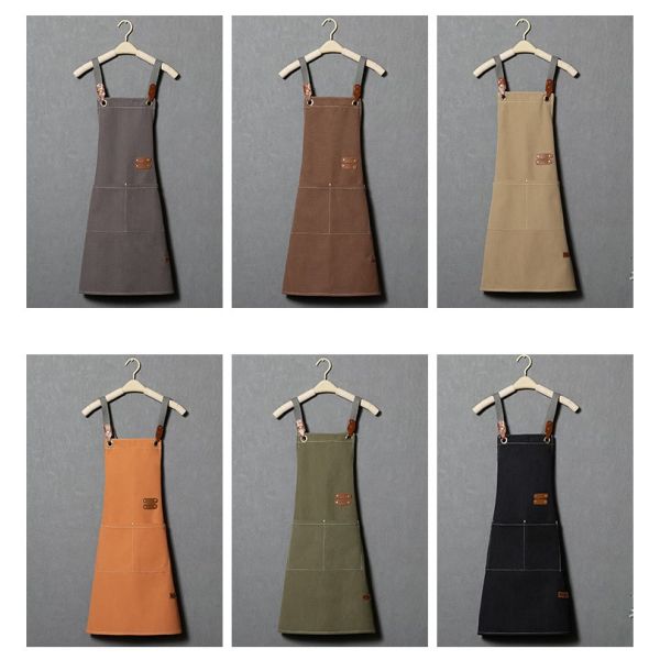 OEM/ODM Acceptable Waxed Canvas Utility Apron for Restaurant Coffee Shop Gardening