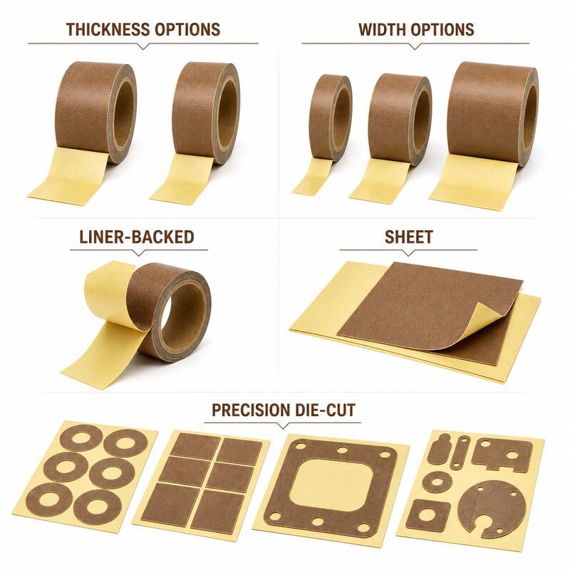 Double-Sided PTFE Tape / Double-Coated PTFE Tape / PTFE Fiberglass Mounting Tape with Silicone Adhesive on Both Sides for Gasket Positioning, Wear Pads and Equipment Assembly