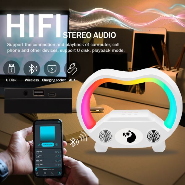 Waterproof Portable RGB Alarm Clock Build In Battery Outdoor Wireless Speaker