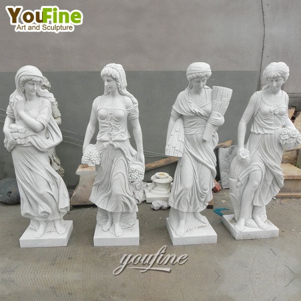 Life Size Outdoor Garden Decor White Four Season Goddess Sculpture Marble Statues with Factory Price