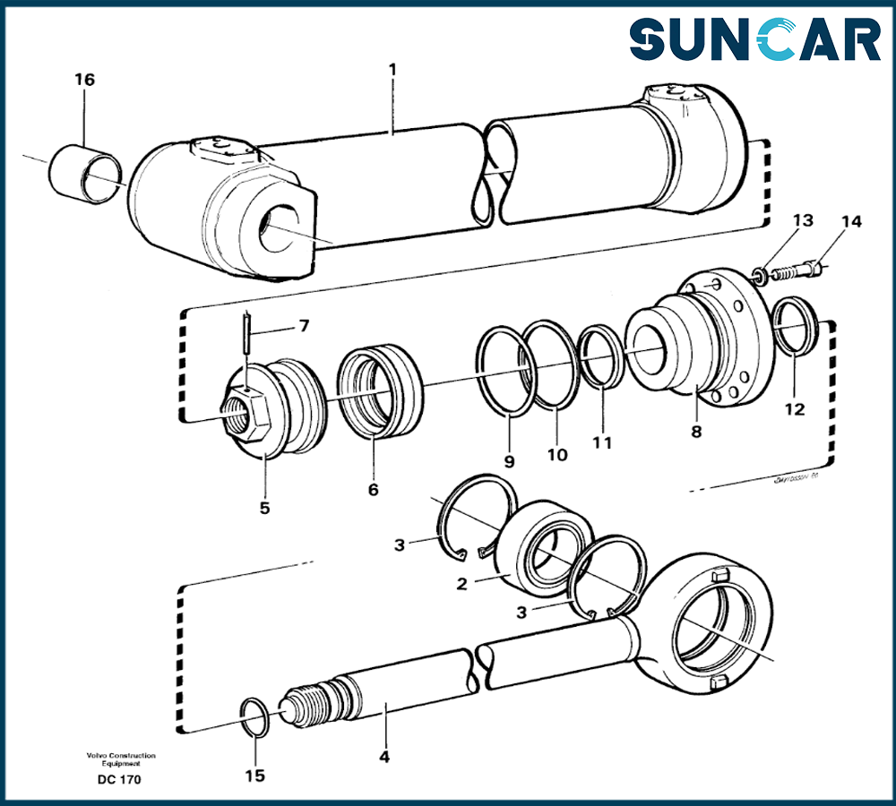 SUNCARVO.L.VO VOE 6630662 VOE 6630662 Комплект уплотнения цилиндров наклона для колесных погрузчиков [Приложения, L30]