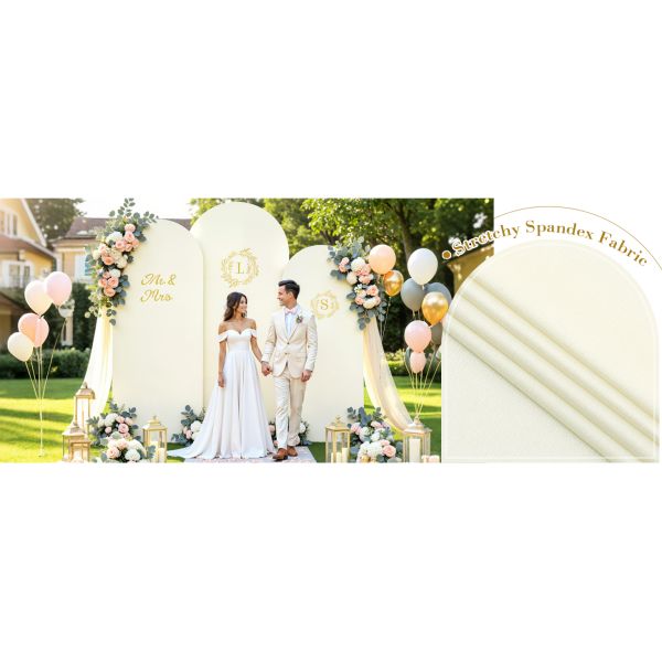 3 Piece Ivory Arch Covers ,Spandex Arch Backdrop Cover for Wedding、 Baby Shower 、Birthday Party 