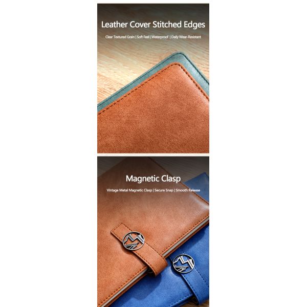 Cahier avec couverture en cuir PU pour cadeaux d'affaires avec fermeture magnétique pour fournitures scolaires et de bureau