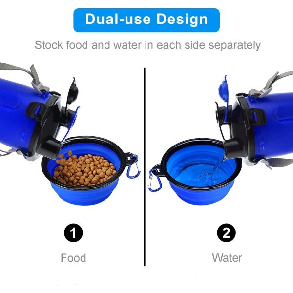 El perro plegable del agua del viaje del animal doméstico rueda 2 en 1 M azul Size