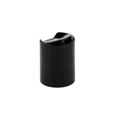 Black 24/415 Disc Top Caps Press Type PP Cosmetic Bottle Caps For Lotion Packaging